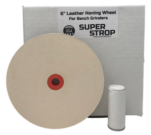 6" (3/4" Width) Leather Honing Wheel Includes Compound fits Multiple Arbors MADE IN USA