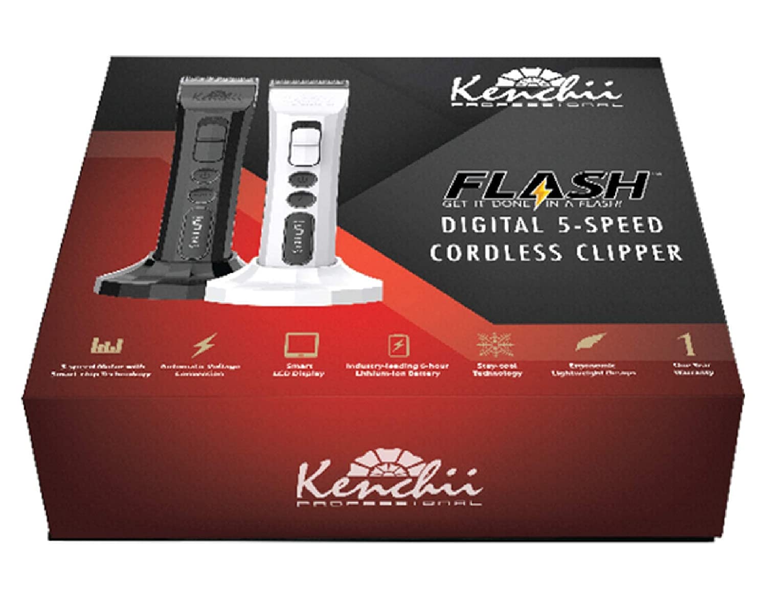 Kenchii Grooming - Flash Digital Cordless Clipper, Pearl Black or