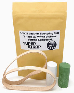 1/2X12 Inch 2 Pack Leather Honing Polishing Belt Super Strop With White and Green Compound Fits Original Work Sharp