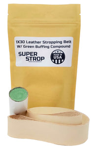 1x30 in. Leather Honing Belt SUPER STROP W/ GREEN Compound fits 1x30 Belt Sanders Razor Sharp Edge