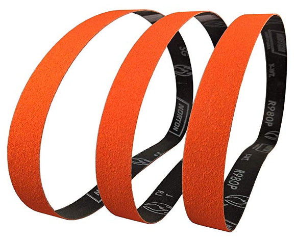 Norton Blaze 1X30 Ceramic Sharpening Sanding Belts Assorted 3 Pack Includes 40 Grit, 60 Grit, 80 Grit Orange Blaze Belts (3 Pk 1 ea. 40, 60, 80 Grit)
