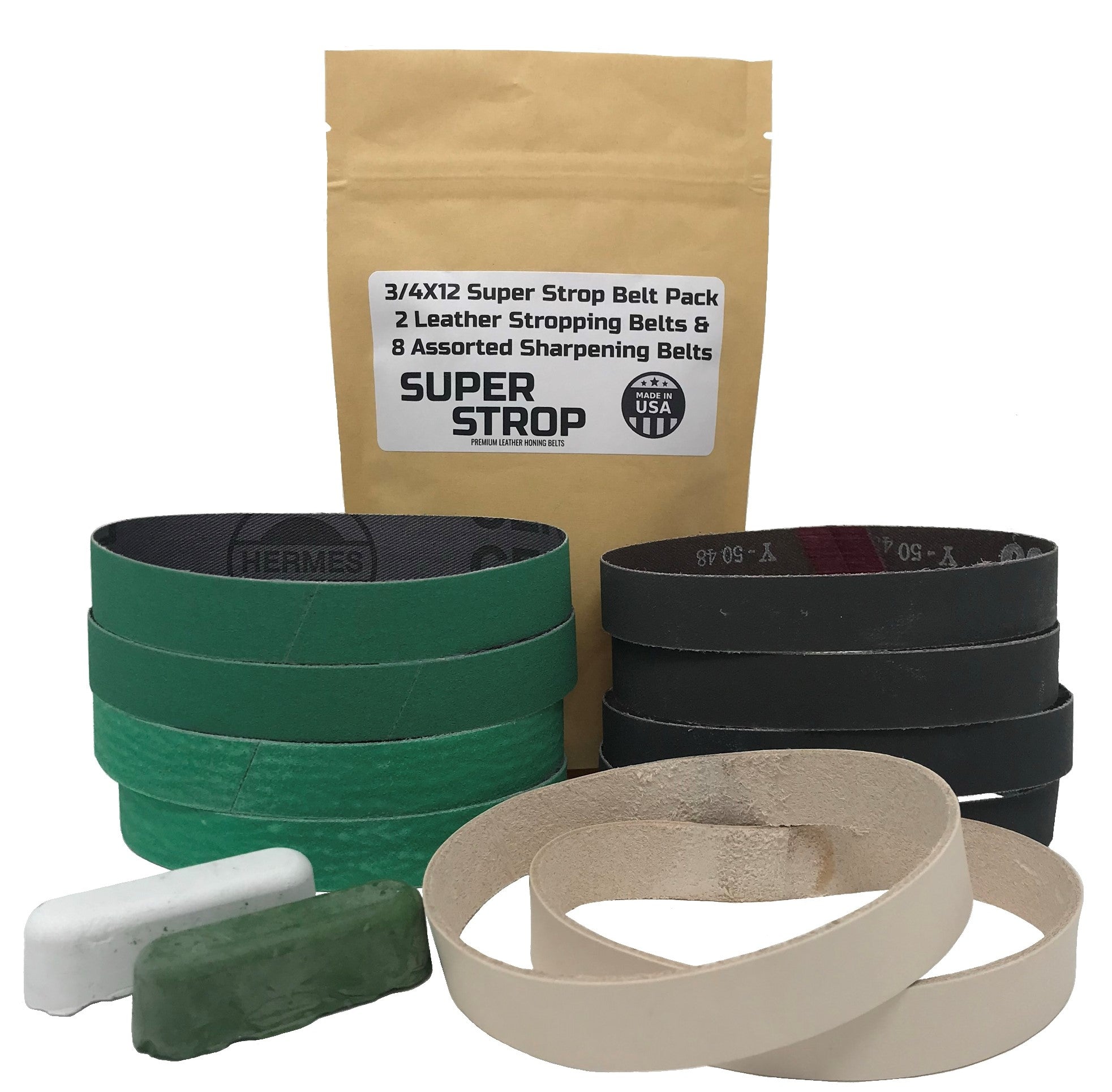 1X30 inch Assorted Belt Kit with Super Strop Leather Honing