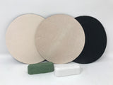 Super Strop 5 in Leather Honing Polishing Discs with White and Green Compound, 1 Rough Side, 1 Smooth Side Hook and Loop Disc with PSA to Hook Adaptor disc
