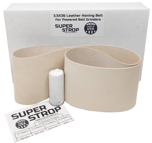 3.5X36 in. Leather Honing Belt SUPER STROP fits 4X36 Belt Grinders