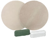 Super Strop 6 in Leather Honing Polishing Discs with White and Green Compound, 1 Rough Side, 1 Smooth Side PSA, Peel and Stick Disc