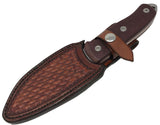 Mina Forge Custom Knife - 01 Steel Hunting Knife w/ Richlite handle and Leather Sheath
