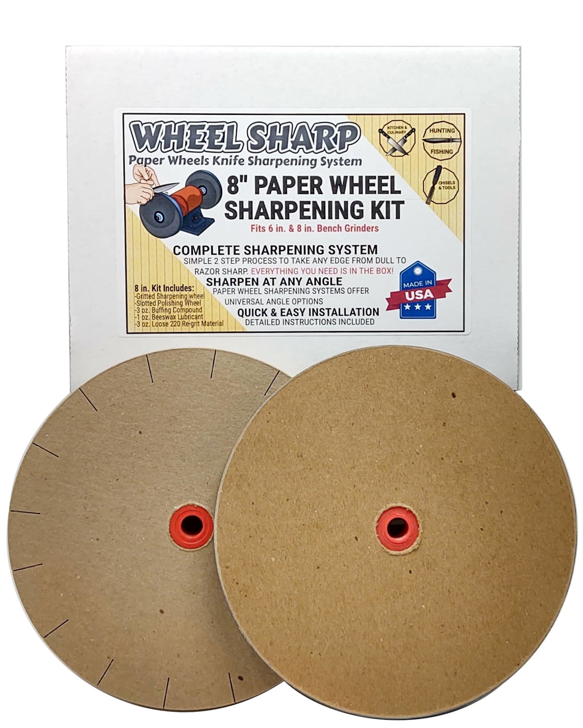 Wheel Sharp Paper Wheel Knife & Tool Sharpening Kit Complete 8 in Prem